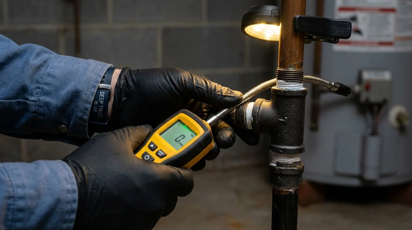 Gas leak detection with electronic sniffer by Johns Plumbing LLC in Sisseton